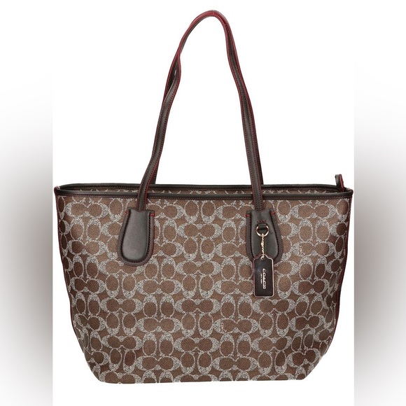 Coach Handbags - Coach Taxi Zip Top Tote in Signature Saddle Black